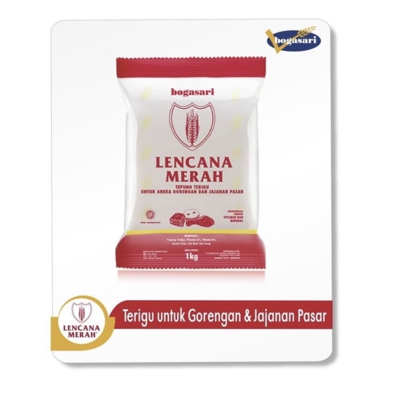 

Tepung Terigu Lencana Merah 1 KG - Tepung Terigu Lencana Merah 1000 GR