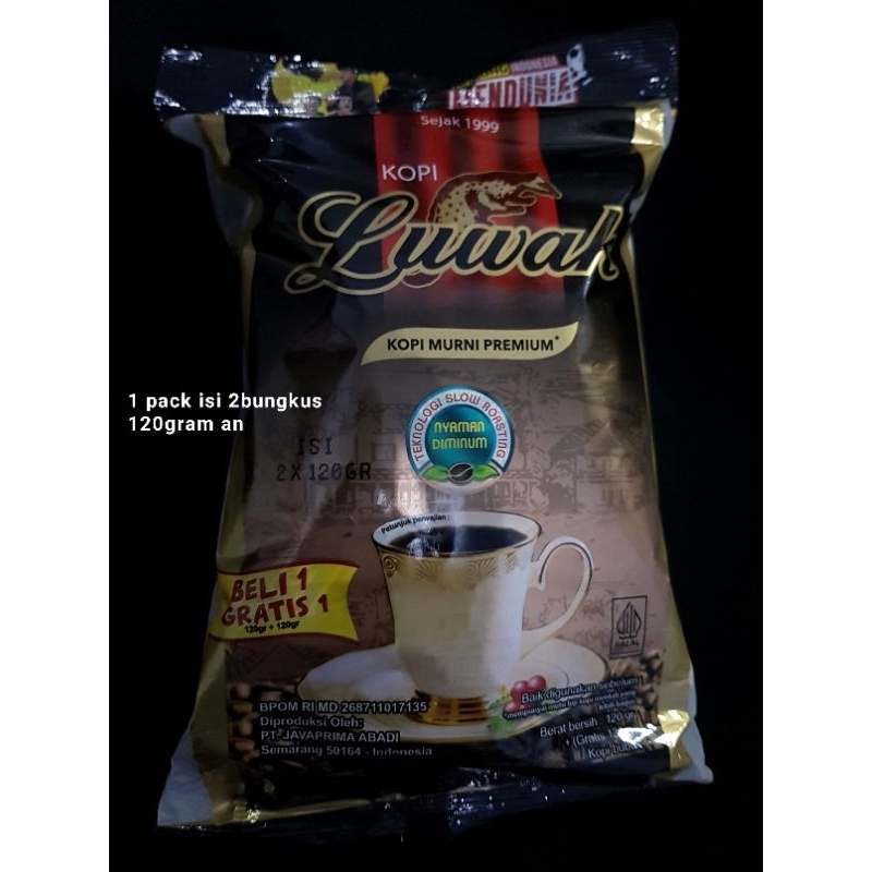 

Kopi bubuk luwak murni kualitas premium (1 pack isi 2bungkus 120gr)