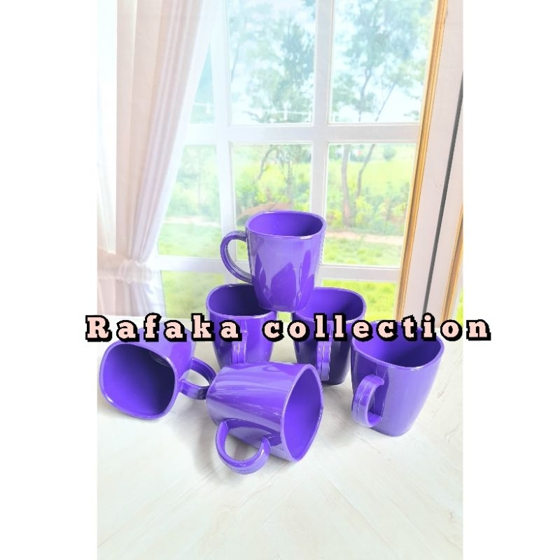 PAKET 12.PCS CANGKIR KOTAK MELAMIN WARNA UNGU 350ML