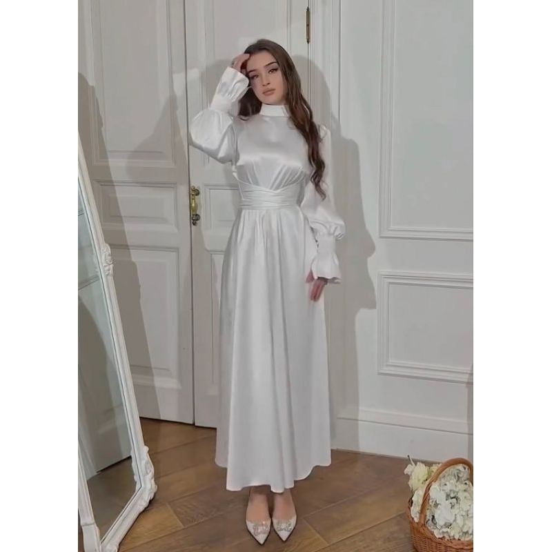 Lumi Dress Silk - Gaun pesta satin gamis seragam bridesmaid prewedding couple murah custom