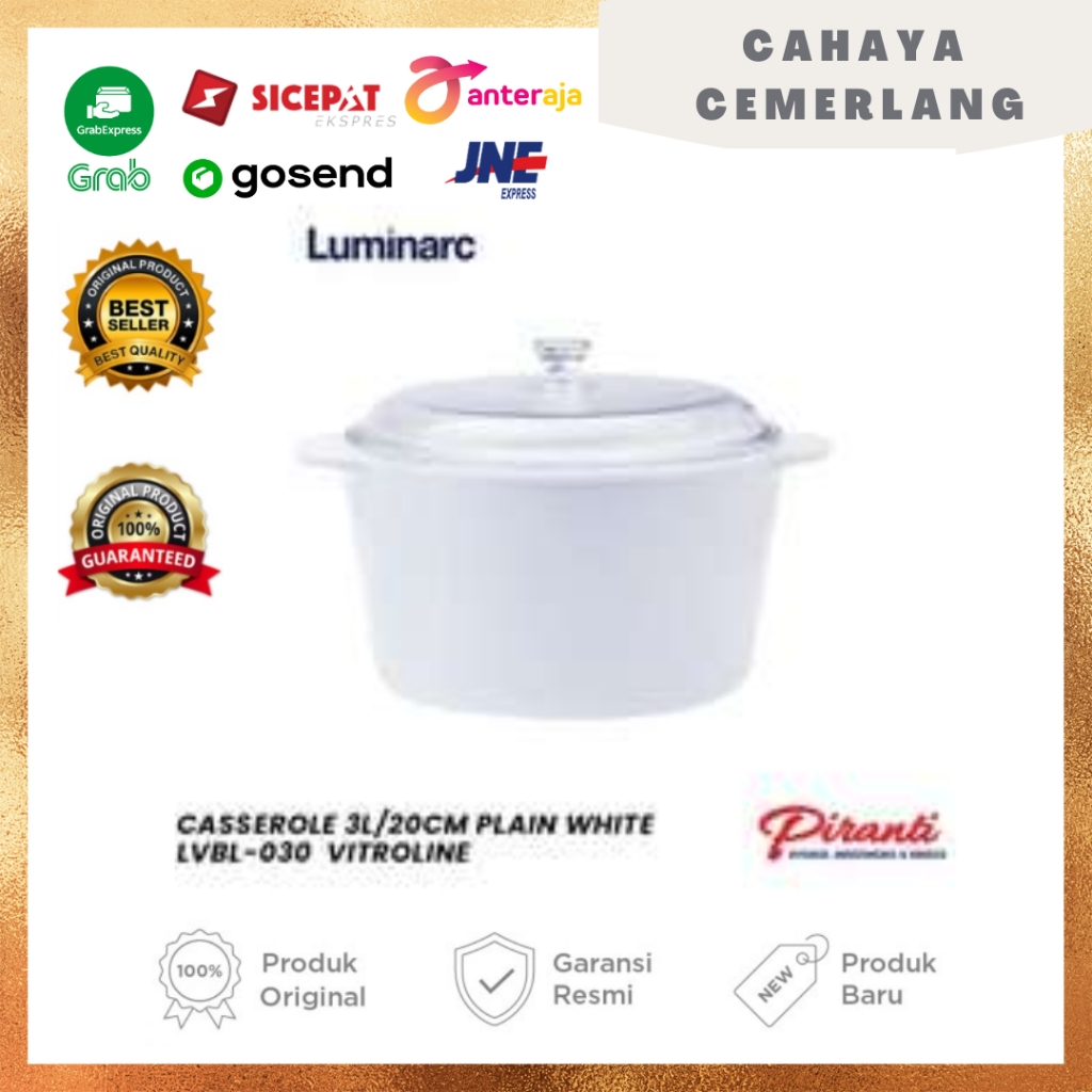 Panci Kaca Luminarc Vitro Casserole 3 Liter/ Panci Kaca KOMPOR Gas