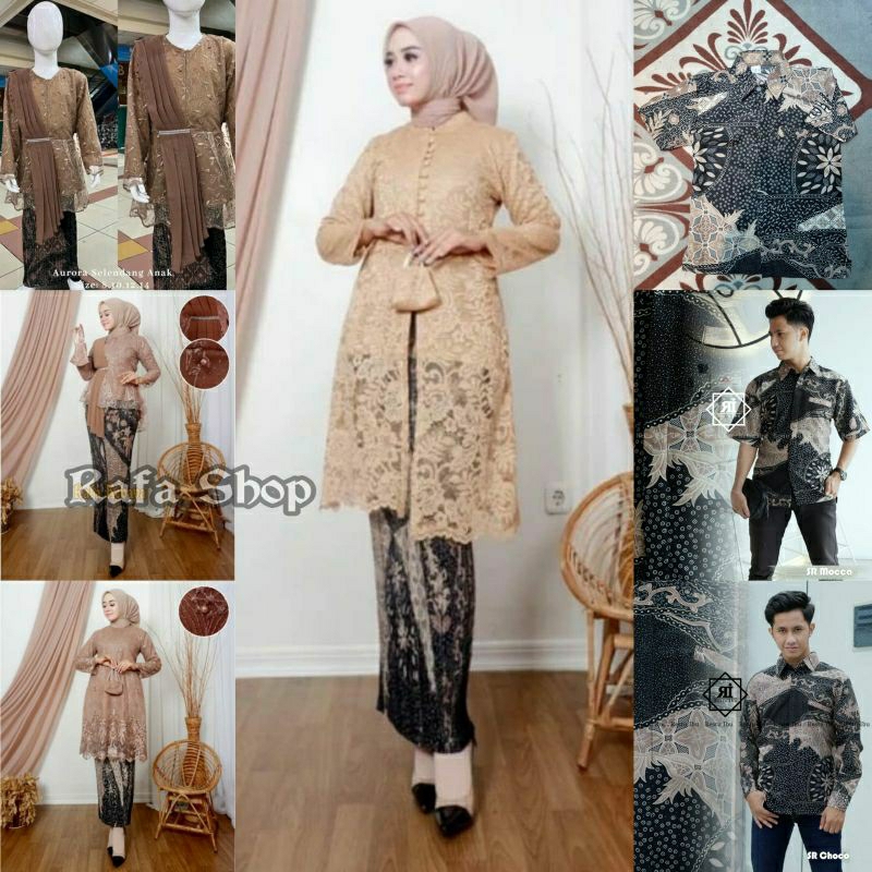 Couple Kebaya Tunik Busui/ Kebaya Kancing Depan/ Set Kebaya Couple/ Baju Batik Couple Motif Sr Mocca