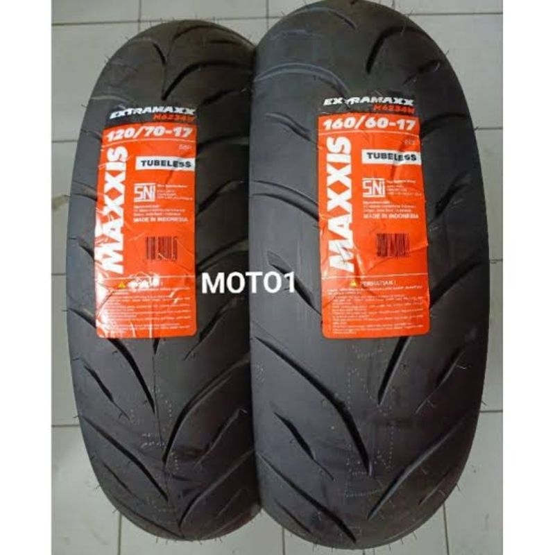 Paket Ban Maxxis 120/70-17 & 160/60-17 Extramaxx Tubeless