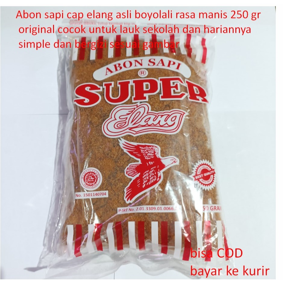 

Abon sapi cap elang asli boyolali rasa manis 250 gr original cocok untuk lauk sekolah dan hariannya simple dan bergizi sesuai gambar