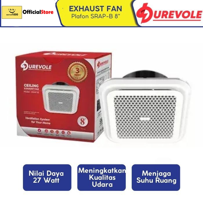 Durevole Exhaust Fan Plafon SRAP-B 8 Inch Putih