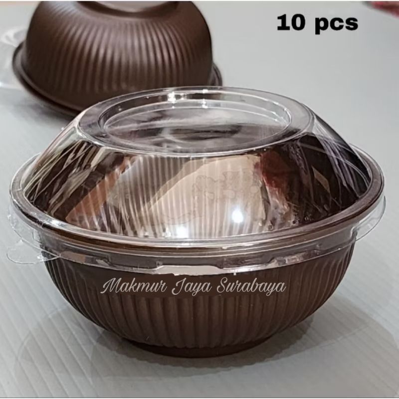 (25 pcs) Mangkok 115 Coklat Bening/Mangkok Mika Coklat/Mangkok Mika Bening/Mangkok Plastik 250ml