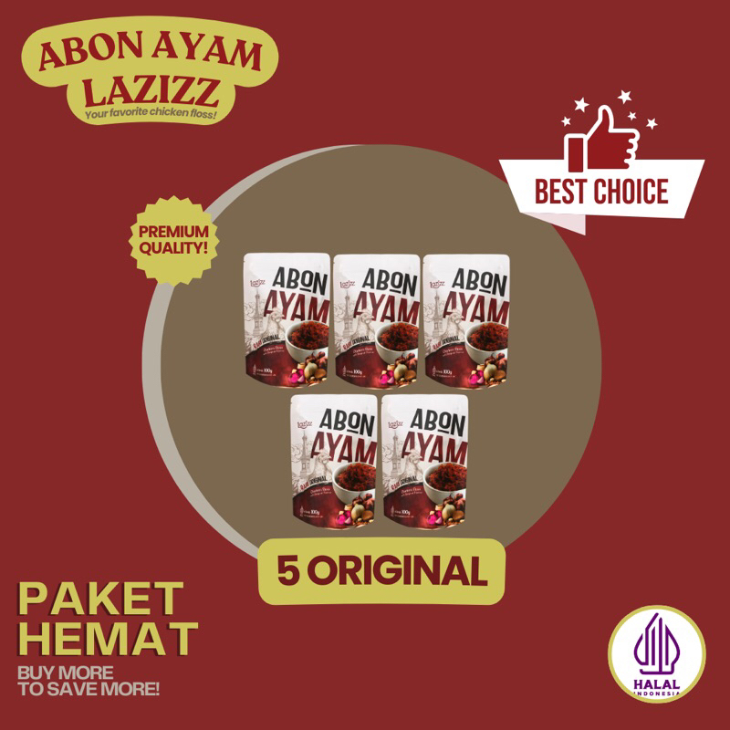 

Abon Ayam Premium - Abon Ayam Lazizz BUNDLING 5 Ori