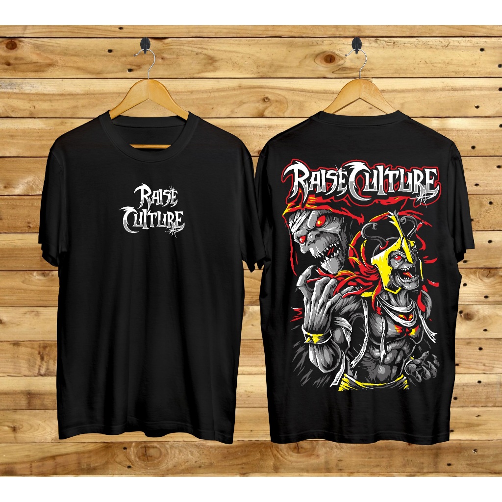 Kaos Tshirt Atasan Distro Pria Terbaru Lengan Pendek Motif Ralse Culture Hitam Sablon Tulisan Kata K
