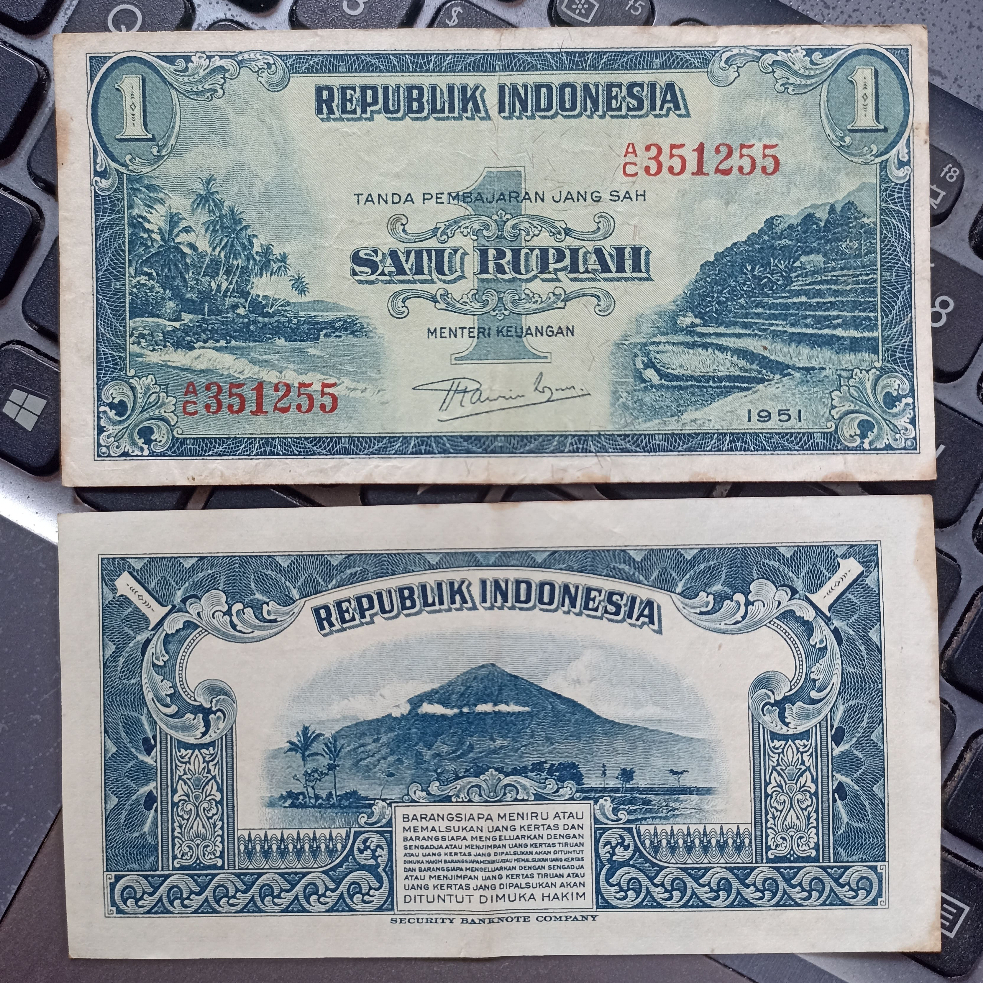 Uang Kuno Indonesia 1 Rupiah Seri Pemandangan Tahun 1951