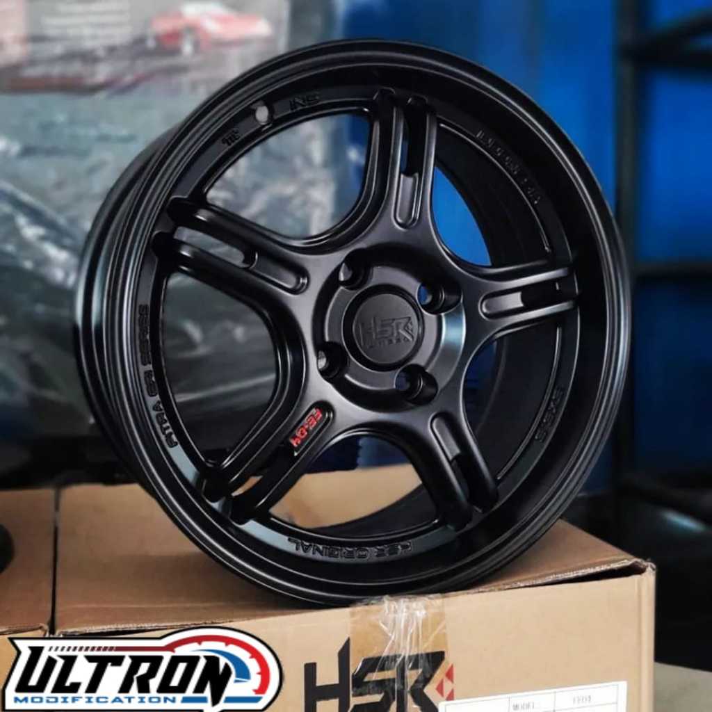 New Produk Hsr R15 Mobil Agya Sirion Sigra Avega Pelek HSR FE04 R15 Lebar 6,5 Black