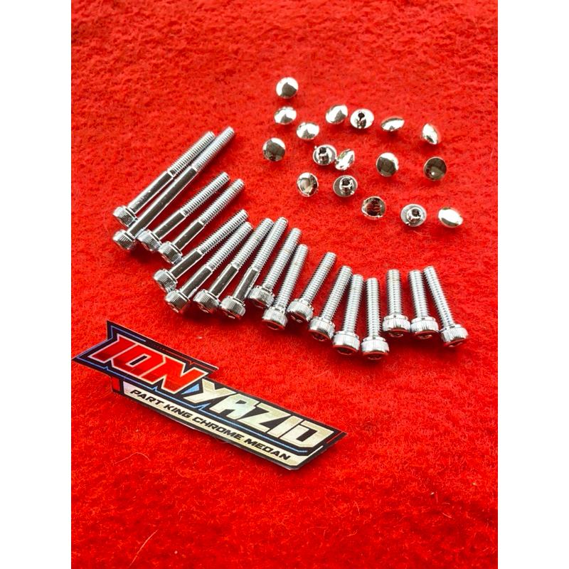 BAUT BAK MESIN RX KING L5 DAN TUTUP KRUM PLASTIK