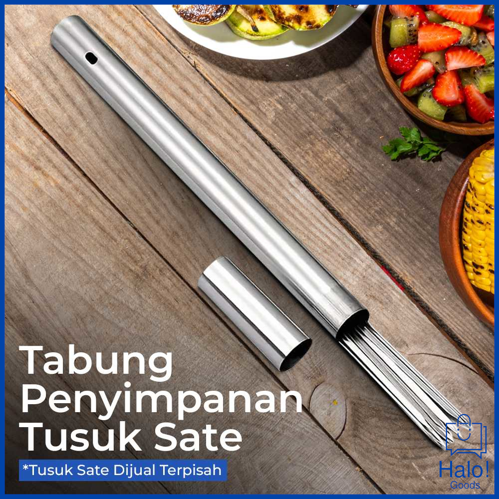 Tabung Penyimpanan Tusuk Sate BBQ Barbeque Stainless Steel 35 cm