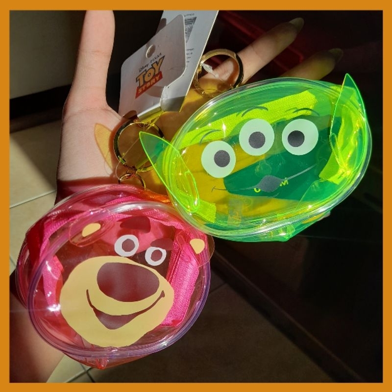 MINISO Toy Story Dompet Koin Coin Pouch Keyring Kechain Transparent Lotso Alien Translucent Gantunga