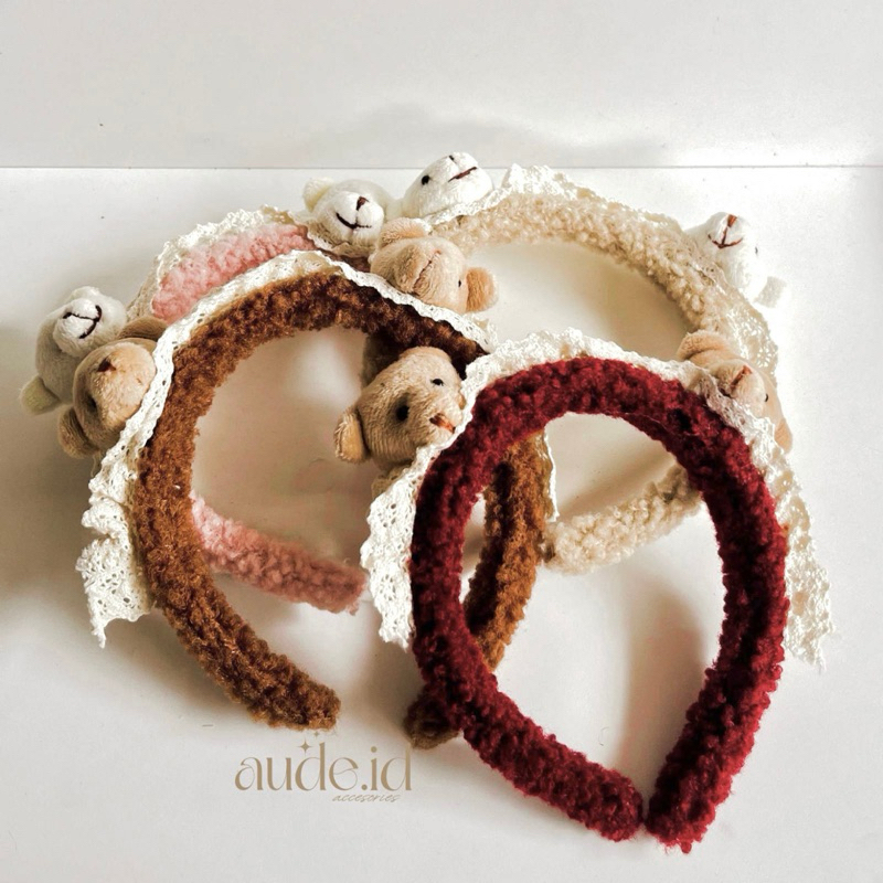 AUDE - Cassiel Bear Headband | Bando Beruang | Bando Bulu | Bando Bulu Beruang | Bando Karakter | Ba