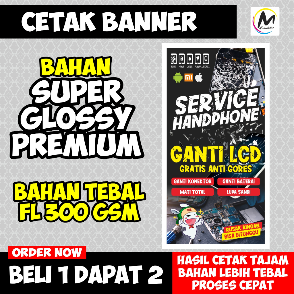 Banner Konter Spanduk Servis LCD - Ukuran 50x100