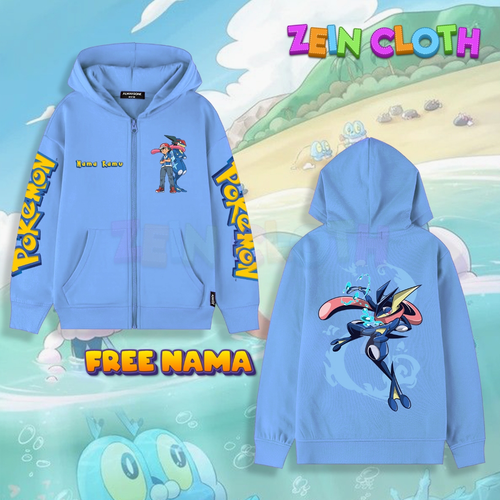 Hoodie Zipper Anak Pokemon Greninja / Jaket Hoodie Anak Pokemon Greninja