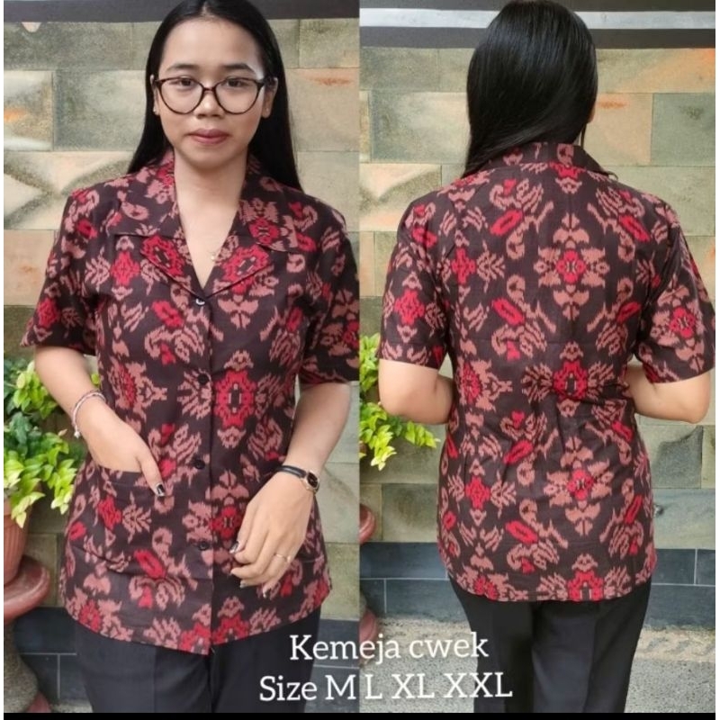 Kemeja Endek Wanita//Kemeja Kantor Wanita//Kemeja Kerja Wanita