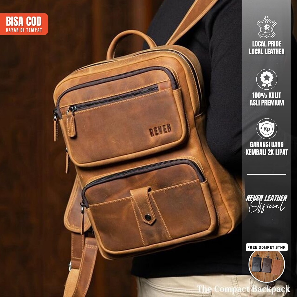REVEN LEATHER - Tas Punggung Ransel Osiris Backpack Pria Kulit Sapi Asli Tas Bagpack Terbaru Branded