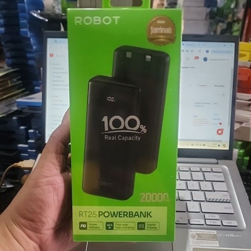 PROMO powerbank Robot RT25 / RT32 / RT22 / RT23 new 22.5w KAPASITAS 20000mah Dual 2 Input 2 Output (