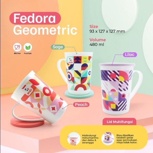 Gelas Cangkir + Tutup Plastik Mug Minum Motif Plastik Anti Tumpah Biggy