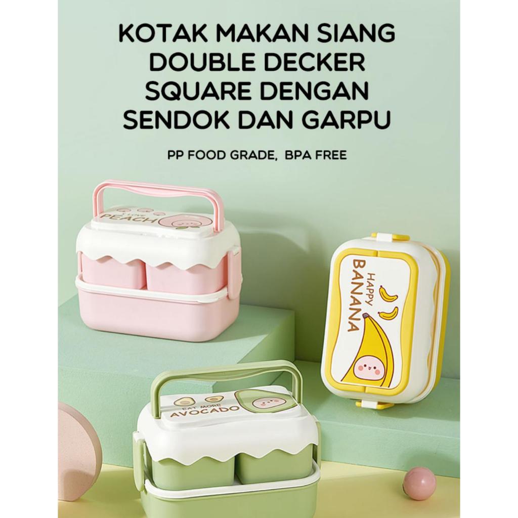 BONBOX Kotak Makan Double Deck Avocado - Kotak Bekal Makan - Kitchenware