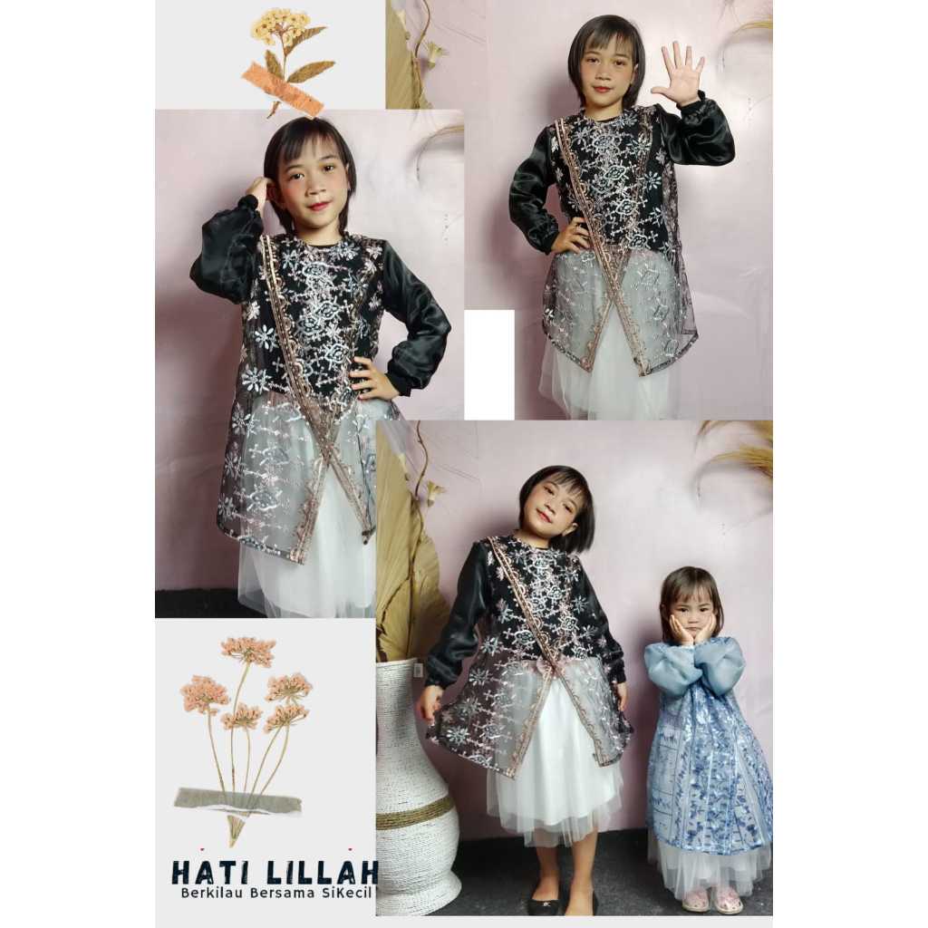 Hatilillah Kesya Tunik Anak Outer Brukat Anak Kondangan Bridesmaid Couple Ibu dan Anak 4-10 Tahun
