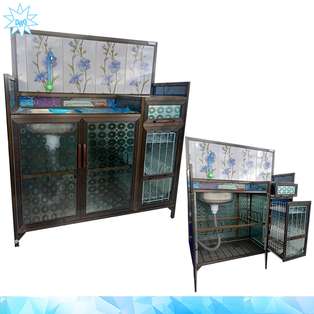Rak piring wastafel meja cuci piring rak kompor rak piring rak dapur bahan alumunium coklat bahan ko
