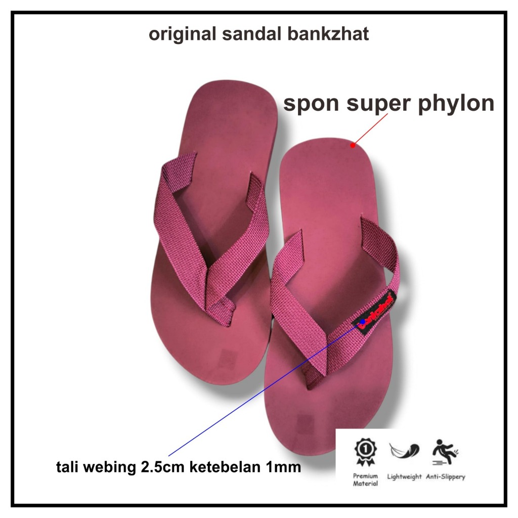SANDAL JEPIT ABBE BANKZHAT MAROON ORIGINAL 100% SPON SUPER FAILON