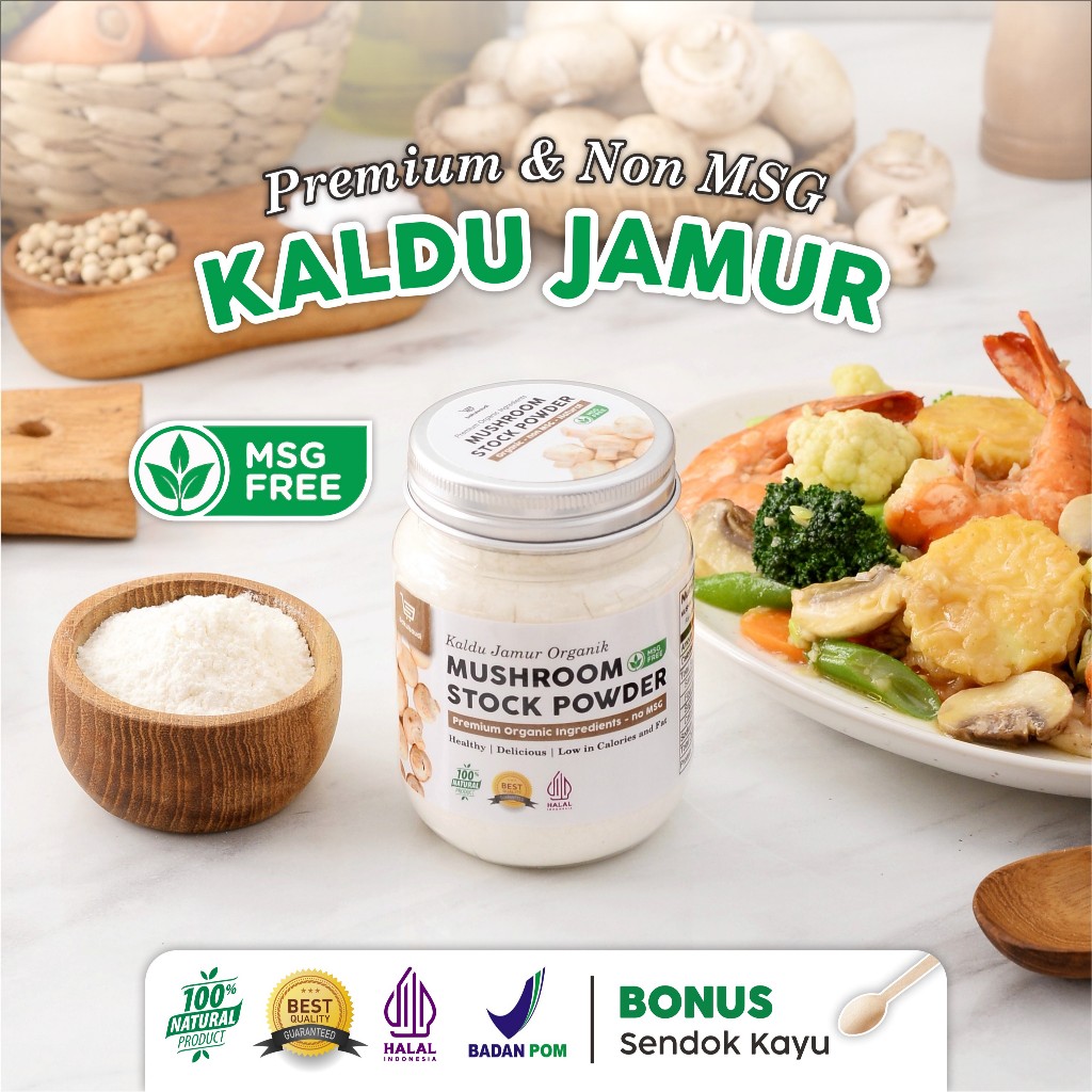 

Bubuk Kaldu Jamur Non MSG Organik Bumbu Penyedap Rasa Jamur / Organic Mushroom Seasoning Powder