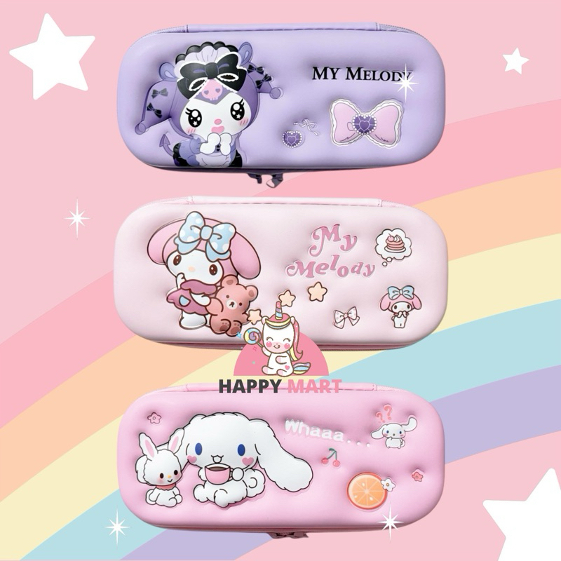 

KOTAK PENSIL oval KAWAII motif sanrio kuromi / melody / cinnamoroll