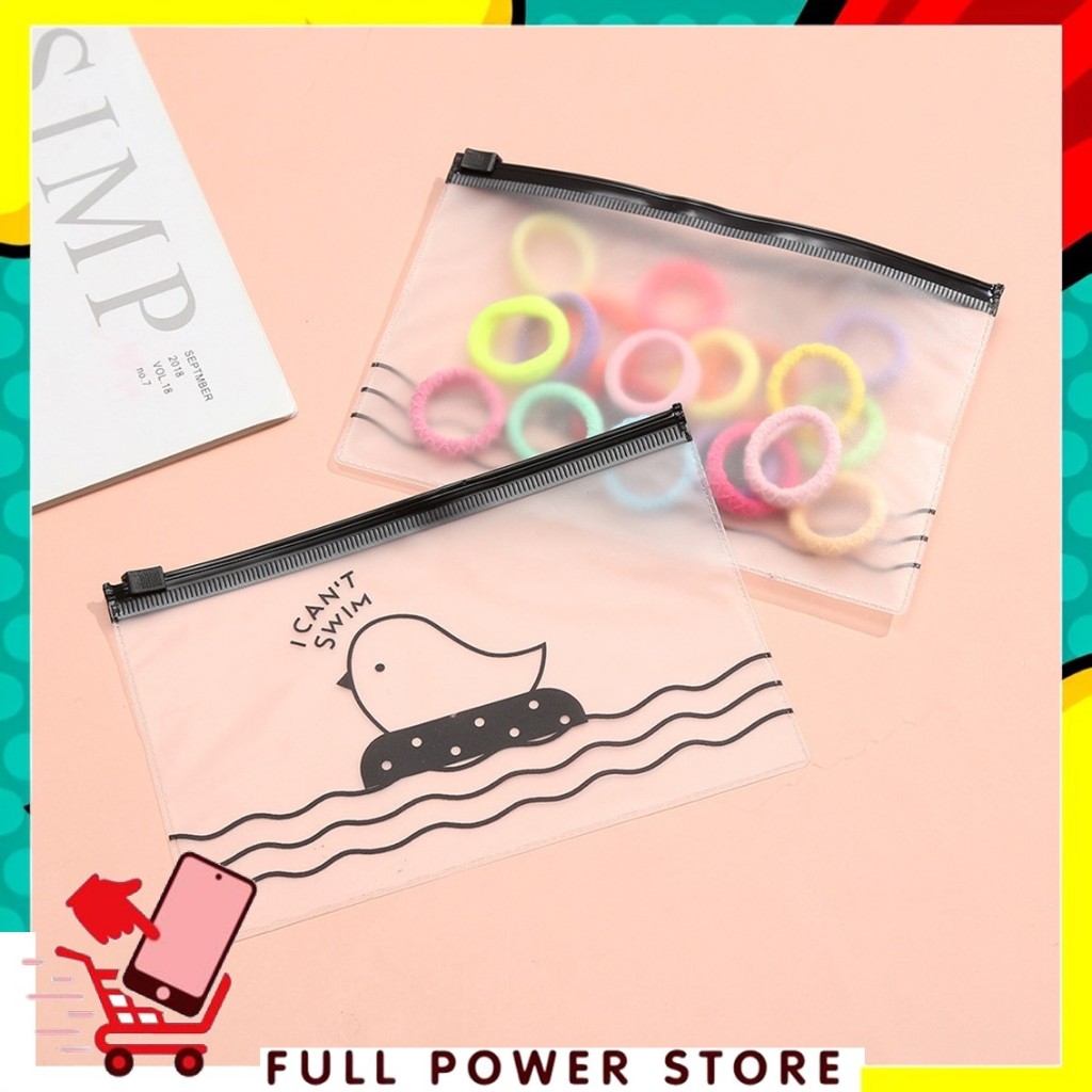 

FPS Zipper Bag Organizer Transparan Doff Motif Bunga Daisy Pouch Masker Transparan Karakter Little Chick Zipper Lock Tempat Pensil Wadah Kosmetik Masker Serbaguna
