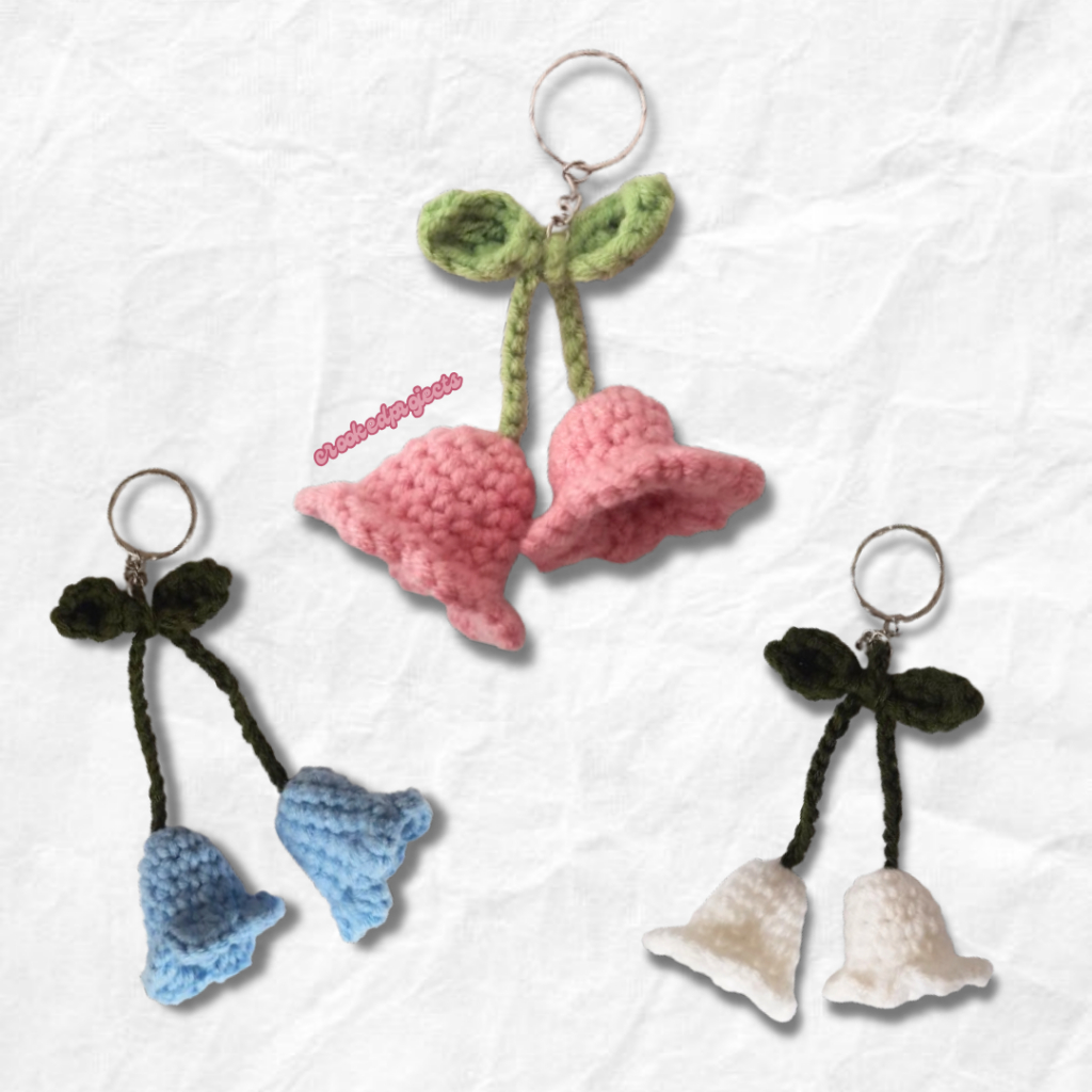 lily of the valley keychain crochet