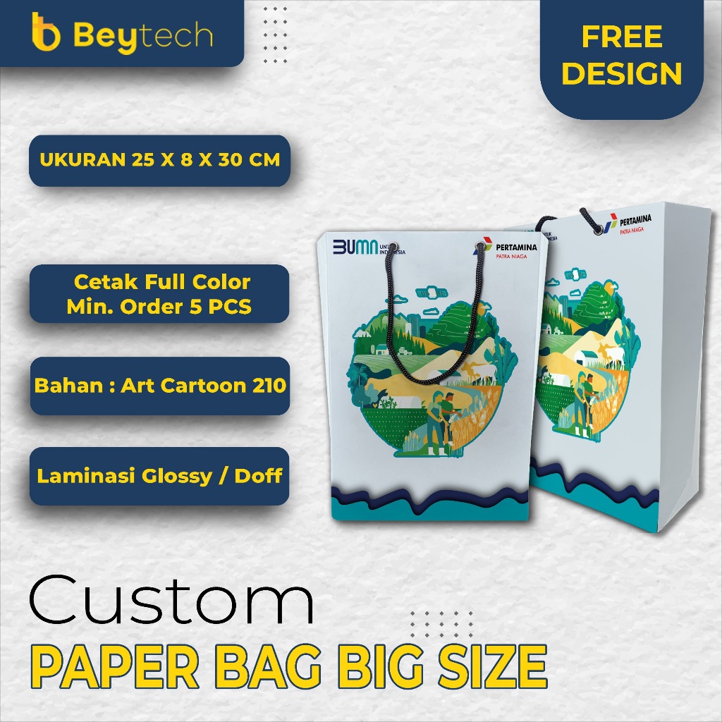 

Custom Paper Bag BIG Size Cetak Full Print Laminasi/ PaperBag Kosmetik/ Paper Bag Souvenir