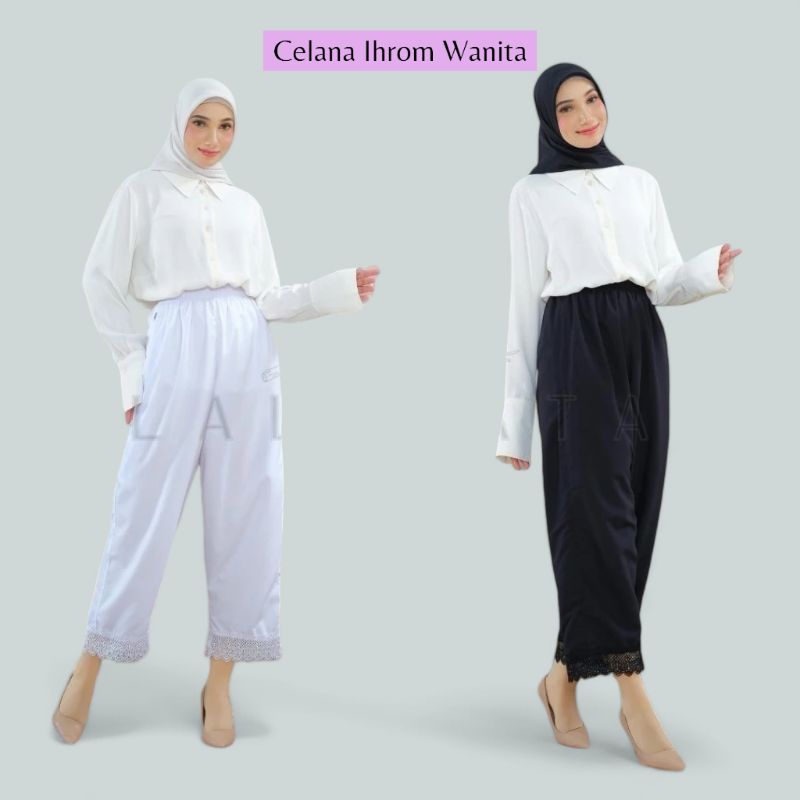 Celana Ihrom Wanita Bersaku Resleting • Celana Haji & Umroh