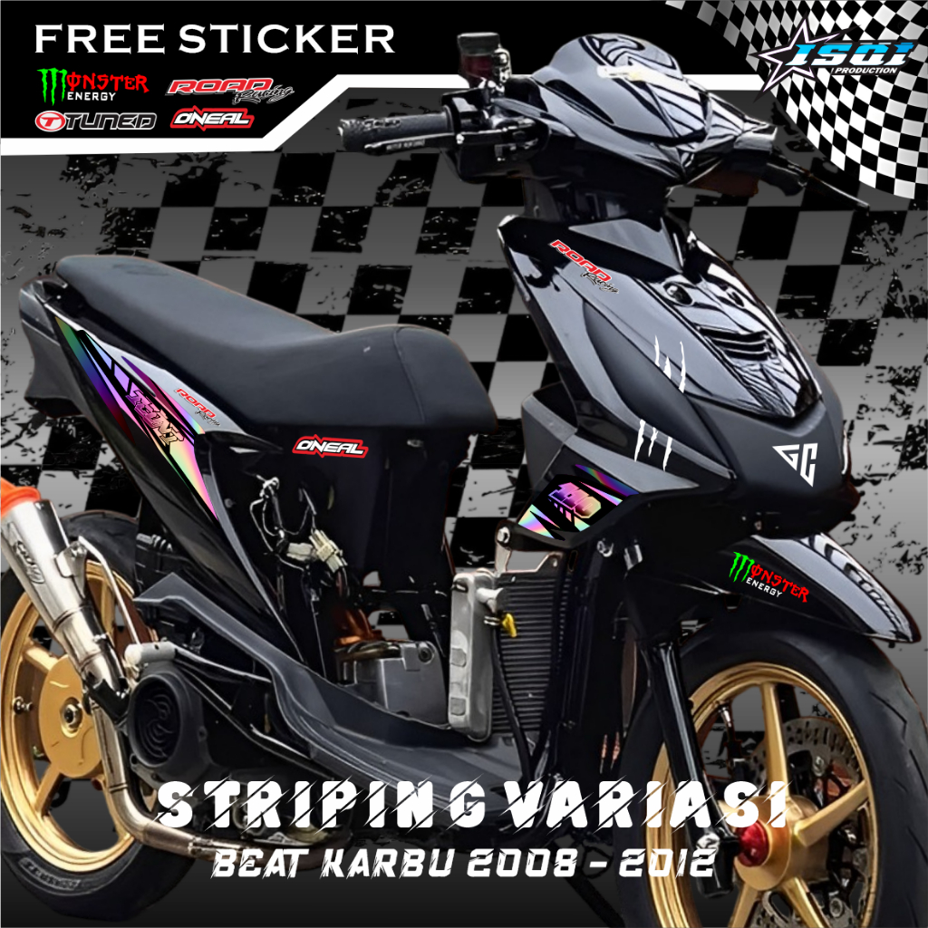STIKER STRIPING VARIASI HONDA BEAT KARBU HOLOGRAM VYNIL