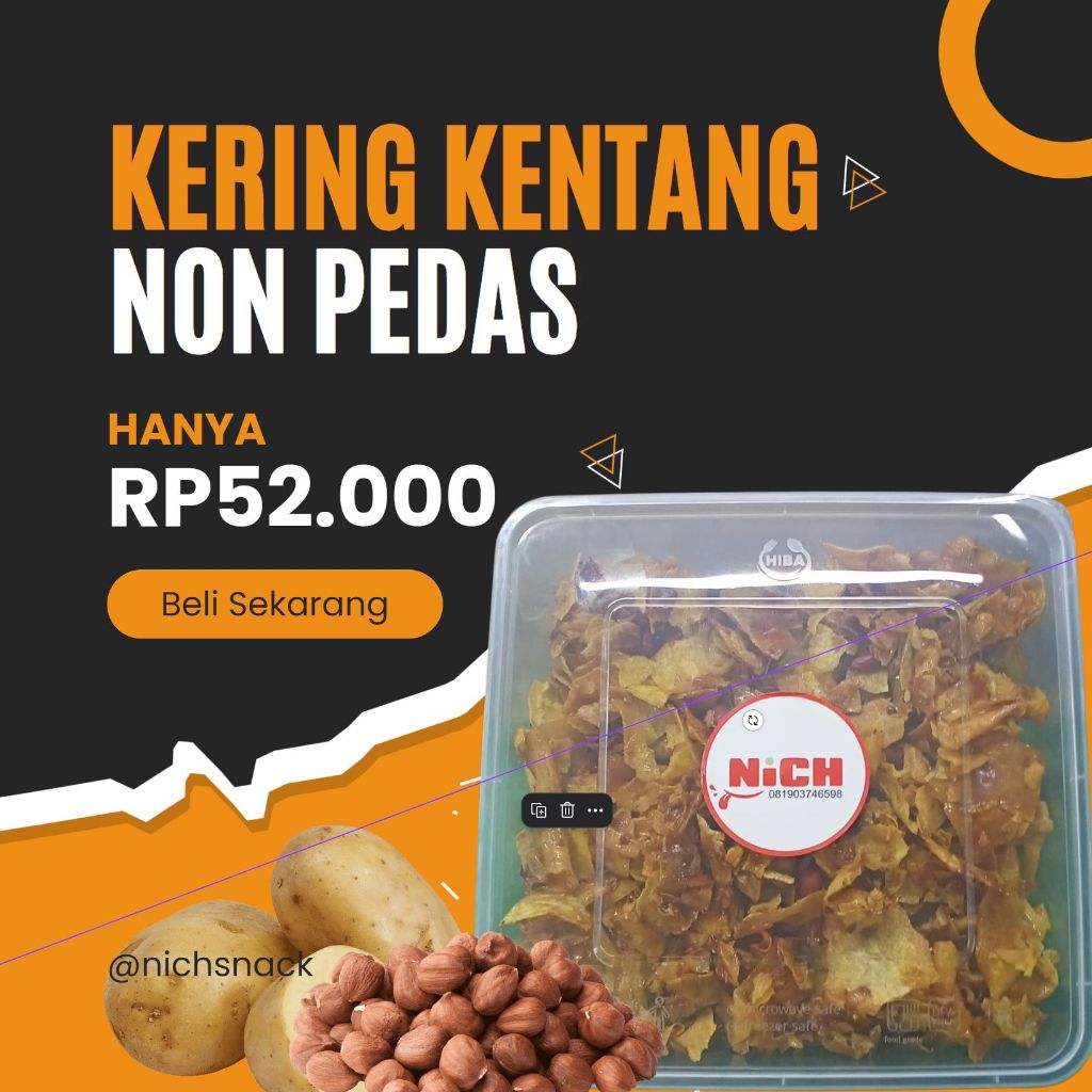 

Kering Kentang Non Pedas dengan Kacang Tanah - 500g, Kemasan Thinwall