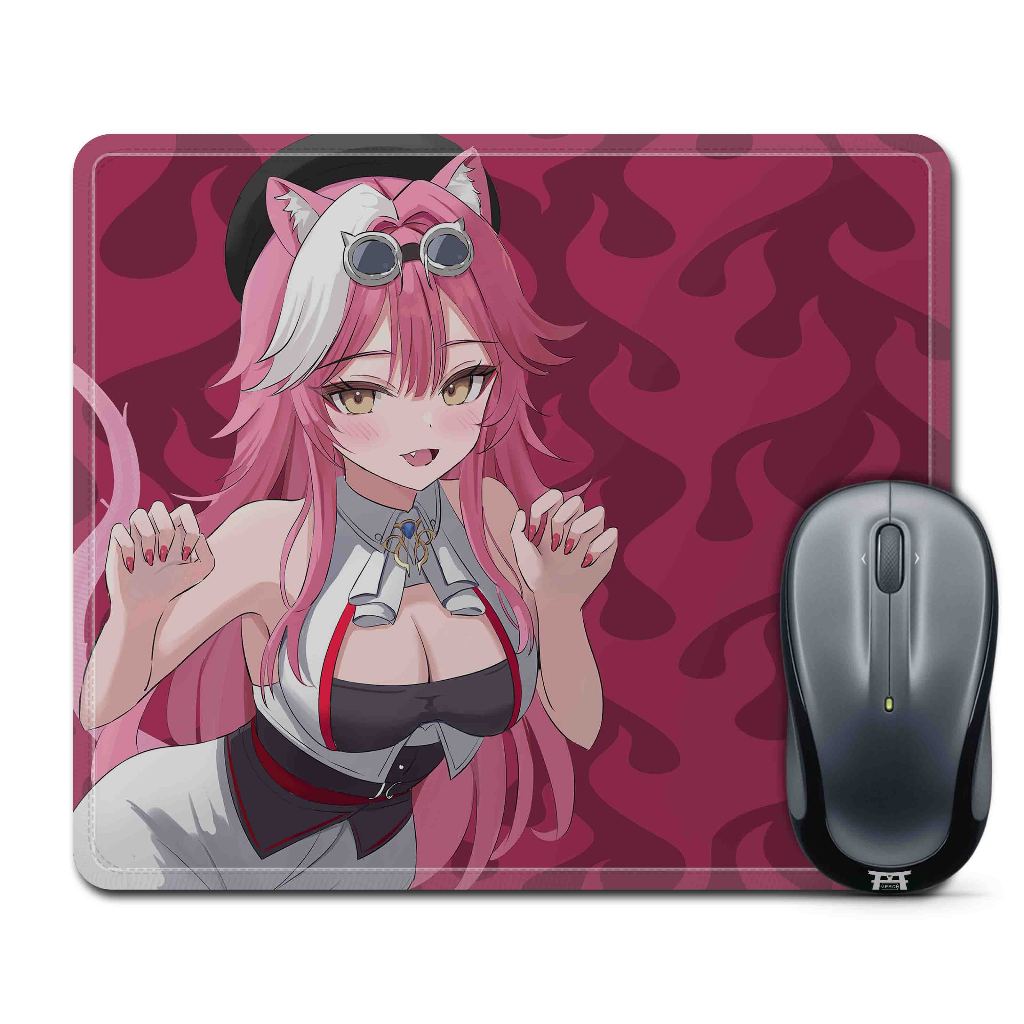 Mouse pad gaming vtuberRAORA PANTHERA PINK-HOLOLIVE ENmaterial Rubber