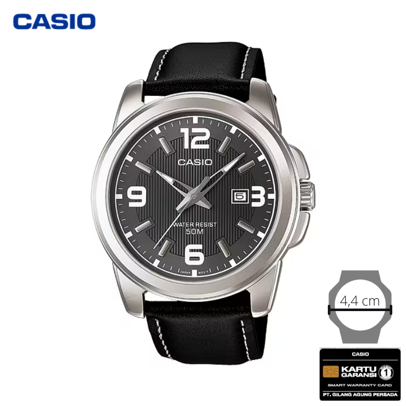 JAM TANGAN CASIO PRIA CASIO MTP-1314L-8A - MTP1314L HITAM CASIO ORIGINAL