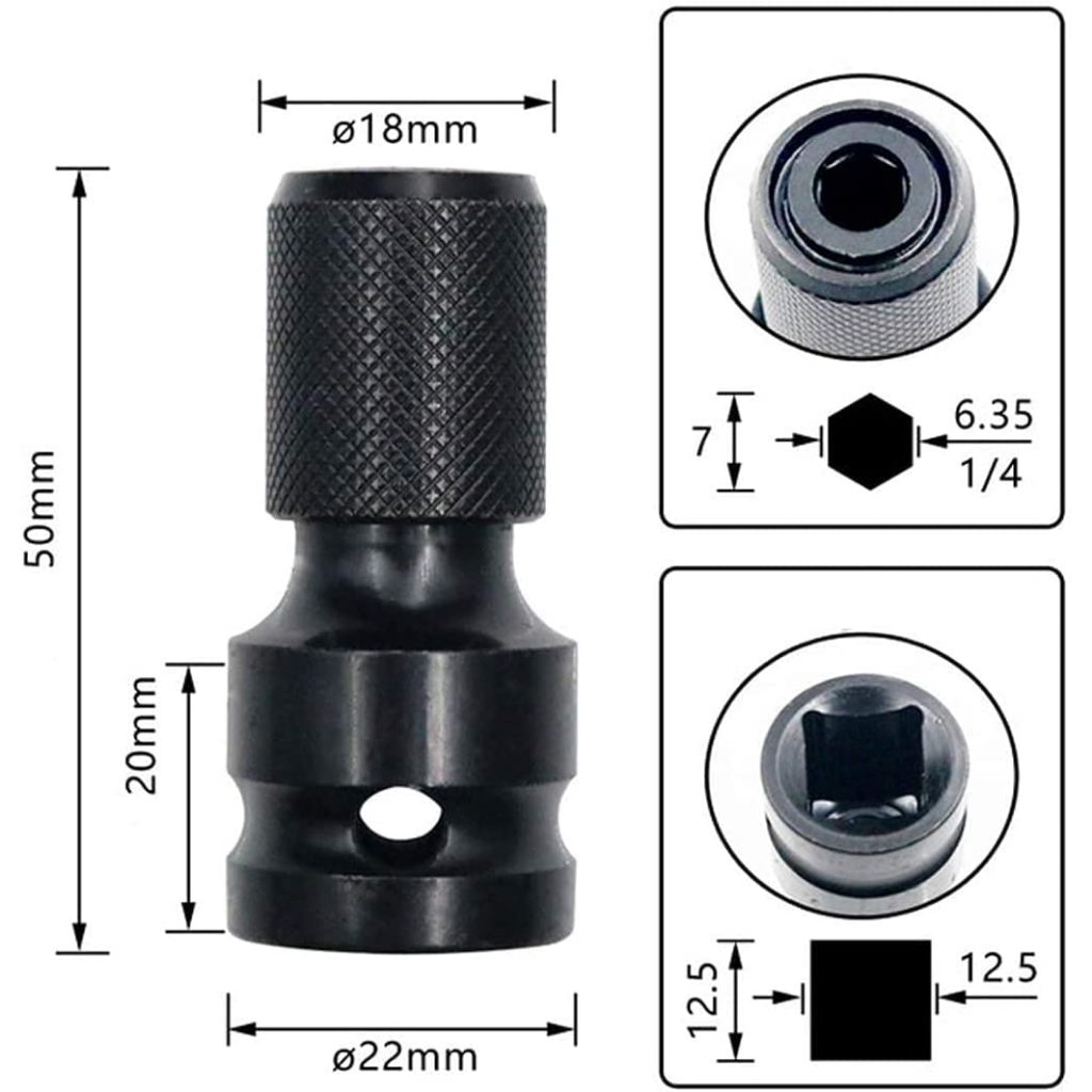 Adaptor Bor Impact Wrench 1/2 Multifungsi Kepala Impact Wrench Converter Impact Wrench Adaptor