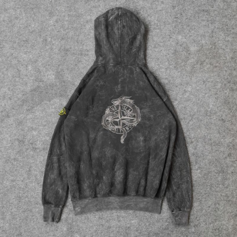 Sweater Hoodie STONE ISLAND DRAGON Original Premium Branded Full Tag Label Terbaru