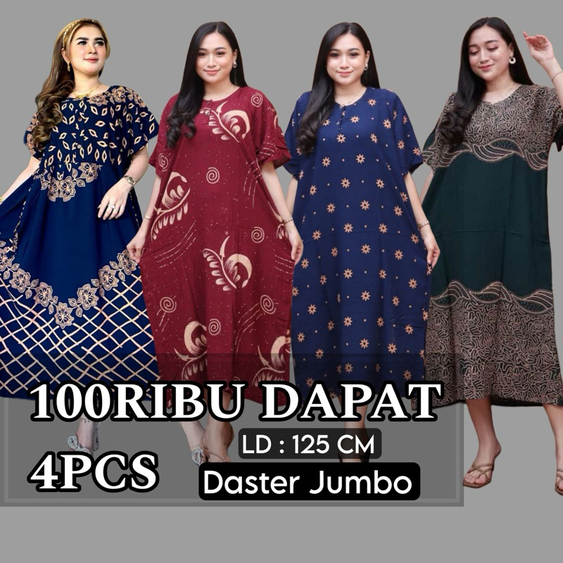 [BISA COD] 100 Dapat 4pcs || Daster Rayon Jumbo Lengan Pendek Busui Bumil Kancing Depan Lengan Pende