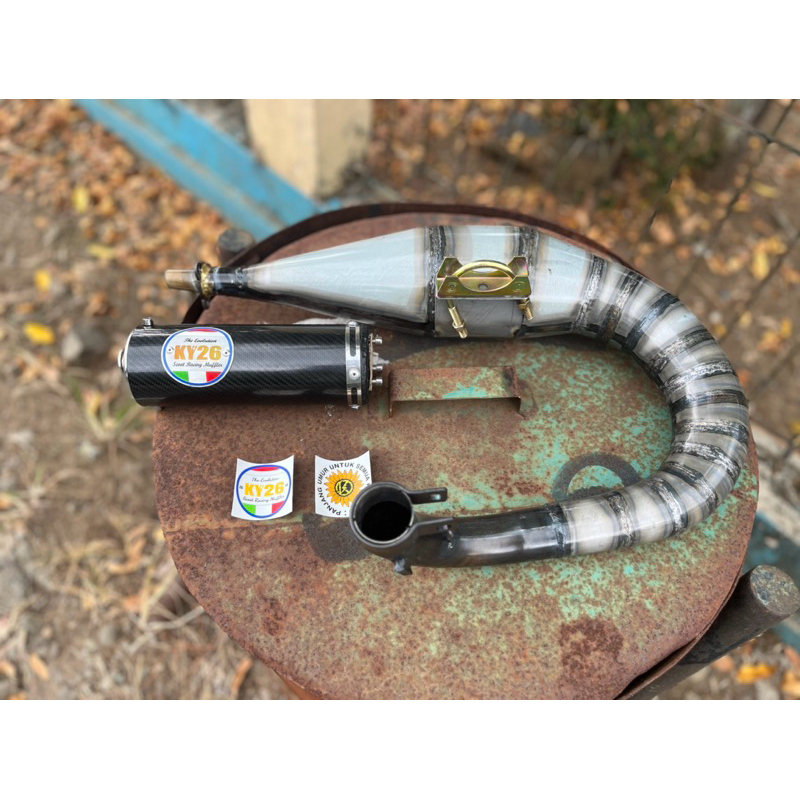 Knalpot Racing Vespa Buang kiri Galvanis Silencer Big Spek Tuneup Original KY26 Racing