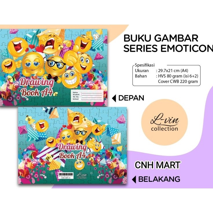 

SPESIAL Buku Gambar A 4 EMOTICON isi 1 pcs Harga 1 PCS HVS 8 GRAM