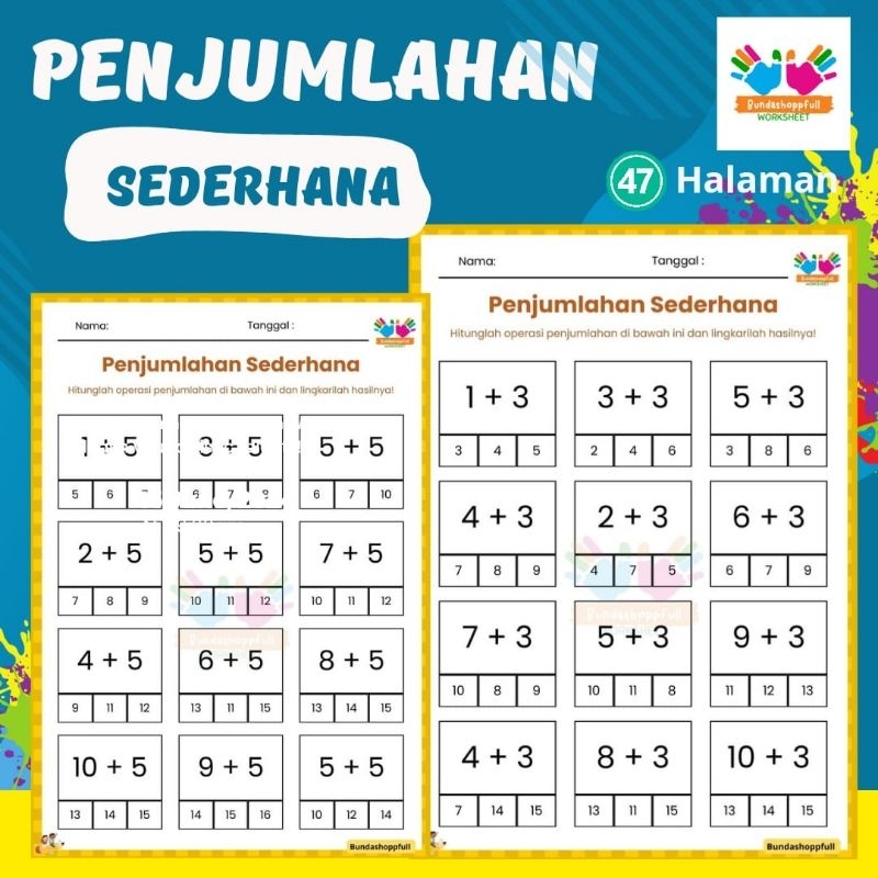 worksheet matematika SD Penjumlahan 47 halaman perkalian pembagian