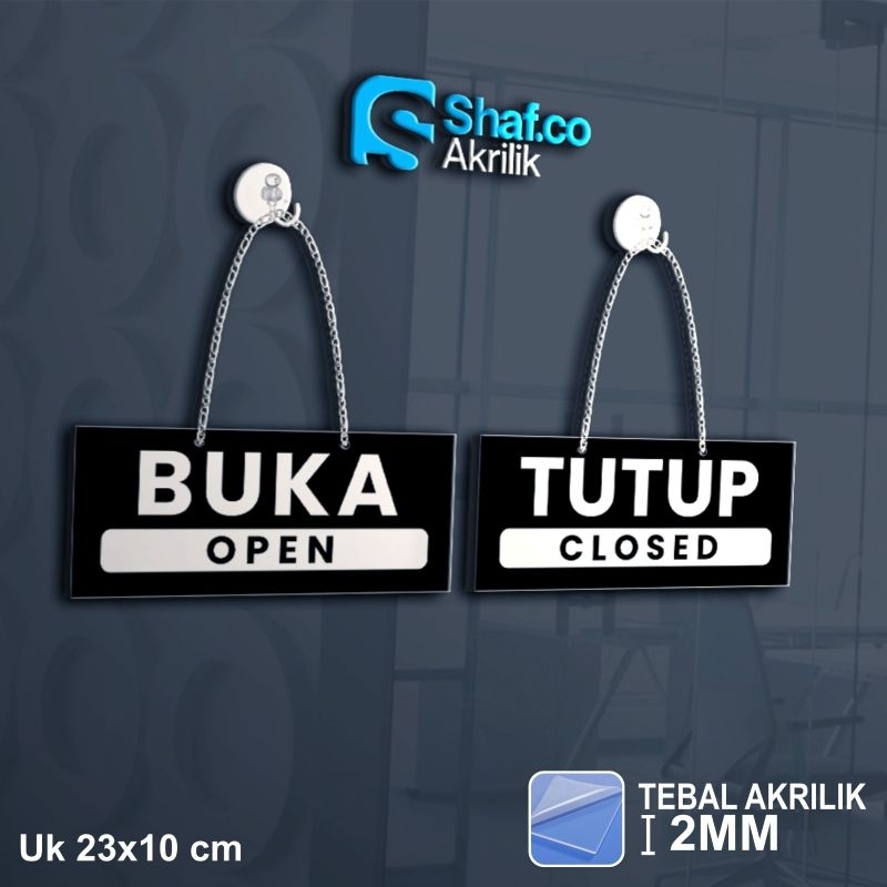 

AKRILIK SIGN BOARD BUKA TUTUP // OPEN CLOSED // 2 SISI // ACRYLIC // RAMBU // 2MM