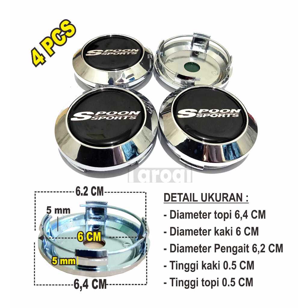 DOP CENTER VELG SPOON CROM 64 MM 4 BUAH