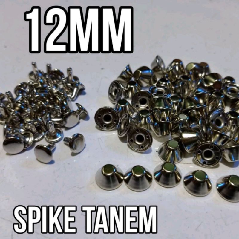 paku spike topong, spek punk, asesoris punk, 12mm, kokoh anti copot
