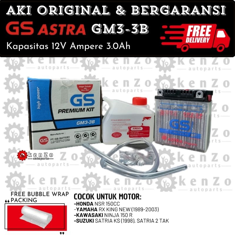 [Garansi 3 Bulan] [Original Gs Astra] Aki Motor Rx King Master Cobra Ninja 2 Tak 150R Satria Hiu S L