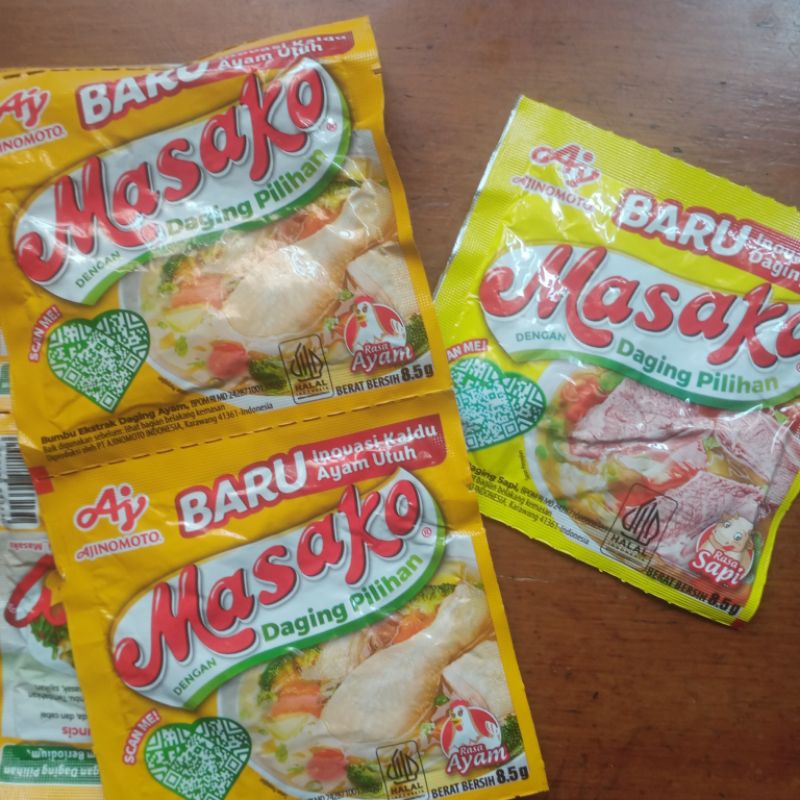 

Masako sapi/ayam 1 renceng isi 12 sachet 8,5 gram