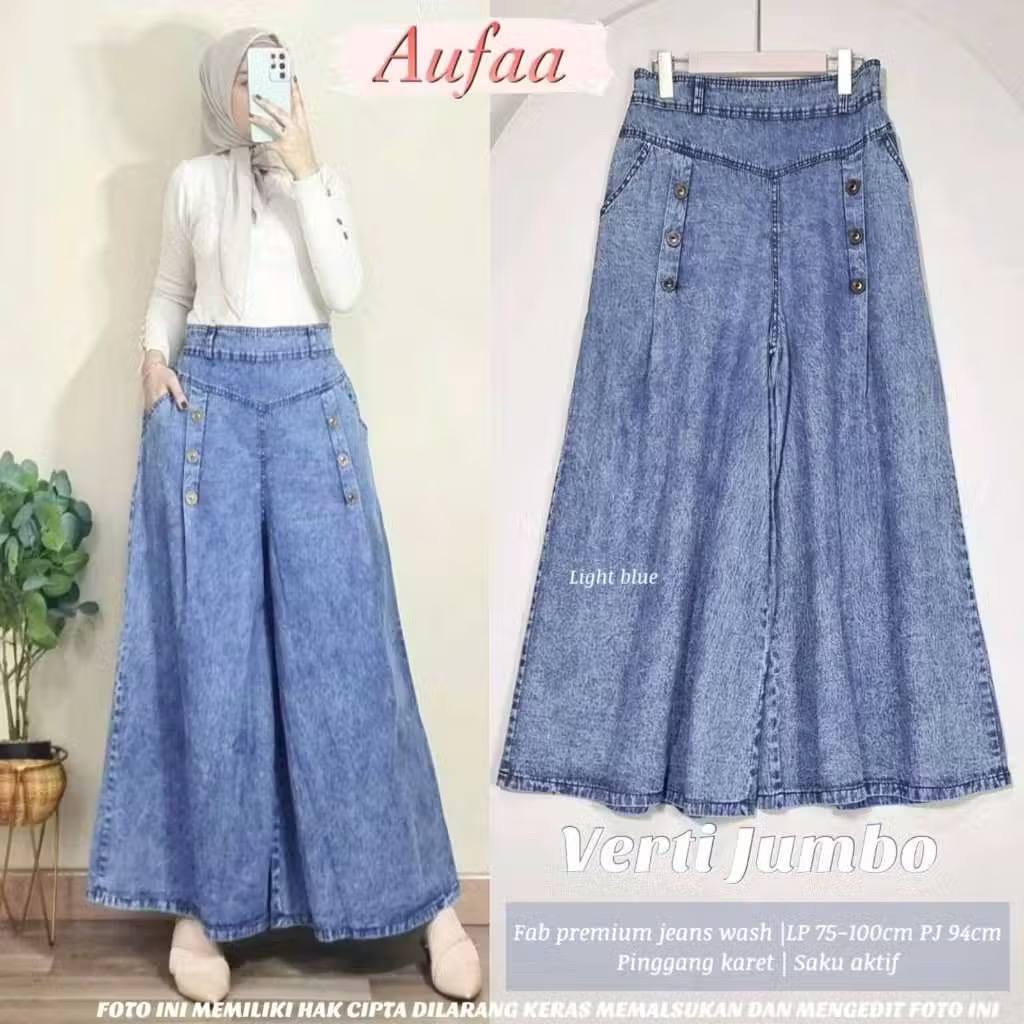 Kulot Jeans Lepis Jumbo Kulot Mayung Kancing Denim Polos Aufaa Celana Kulot Wanita Terbaru